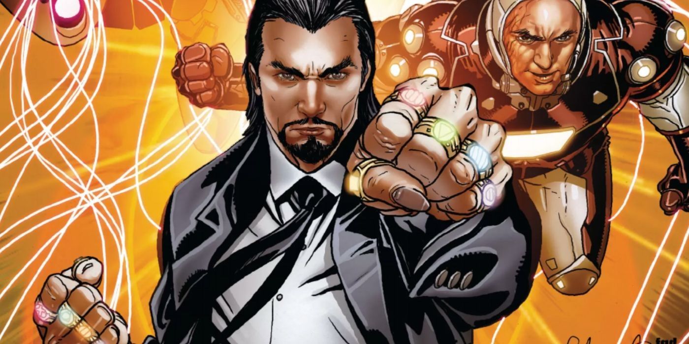 Mandarin wears his rings in the comics