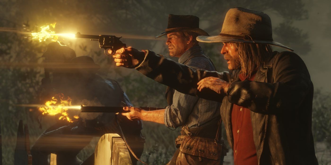 Arthur & Micah Firing Their Guns From Red Dead Redemption 2
