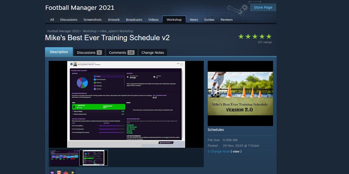 Training mod for Football Manager 21