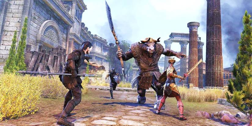 Fighting A Minotaur From The Elder Scrolls Online