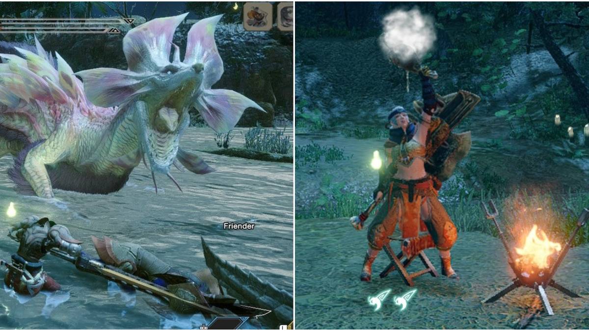 Screenshots of Monster Hunter Rise battles