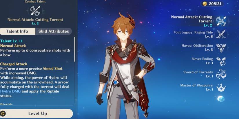 Childe with level 1 normal attack