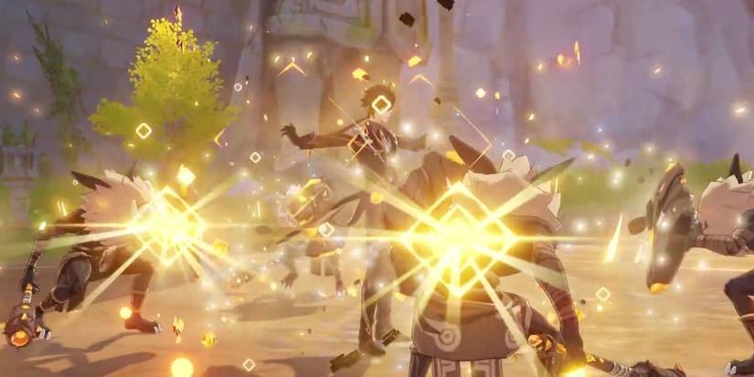 Zhongli using his hold skill