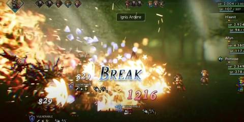Breaking an enemy in Octopath Traveler
