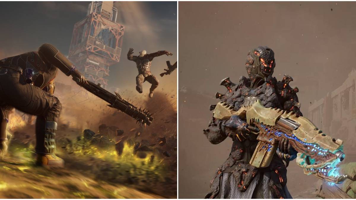 Outriders Legendary Assault Rifles Collage Equipped Weapon And Game Art
