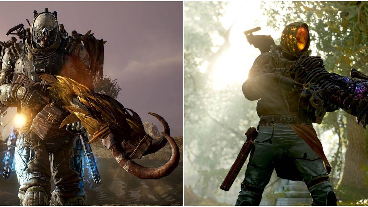 Outriders Legendary Light Machineguns Collage Roaring Umbra And Grim Marrow