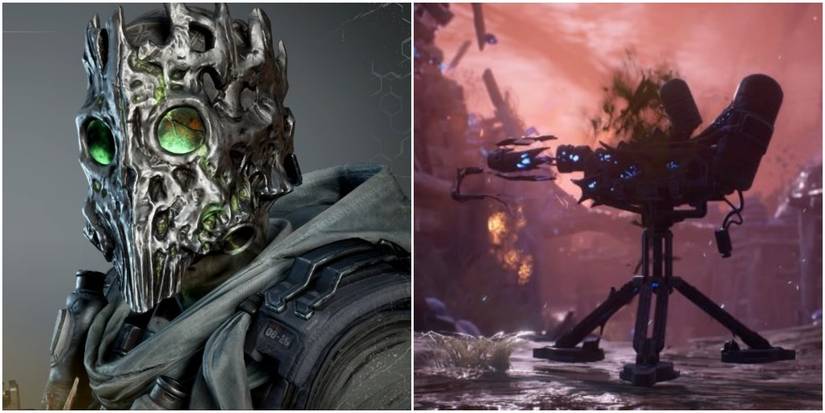 Outriders Tech Shaman Technomancer Build Collage Helm And Turret