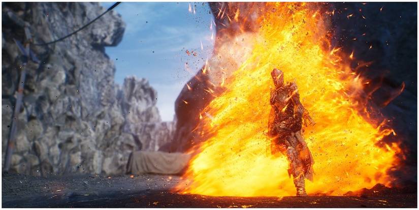 Outriders Tempest Pyromancer In A Column Of Fire