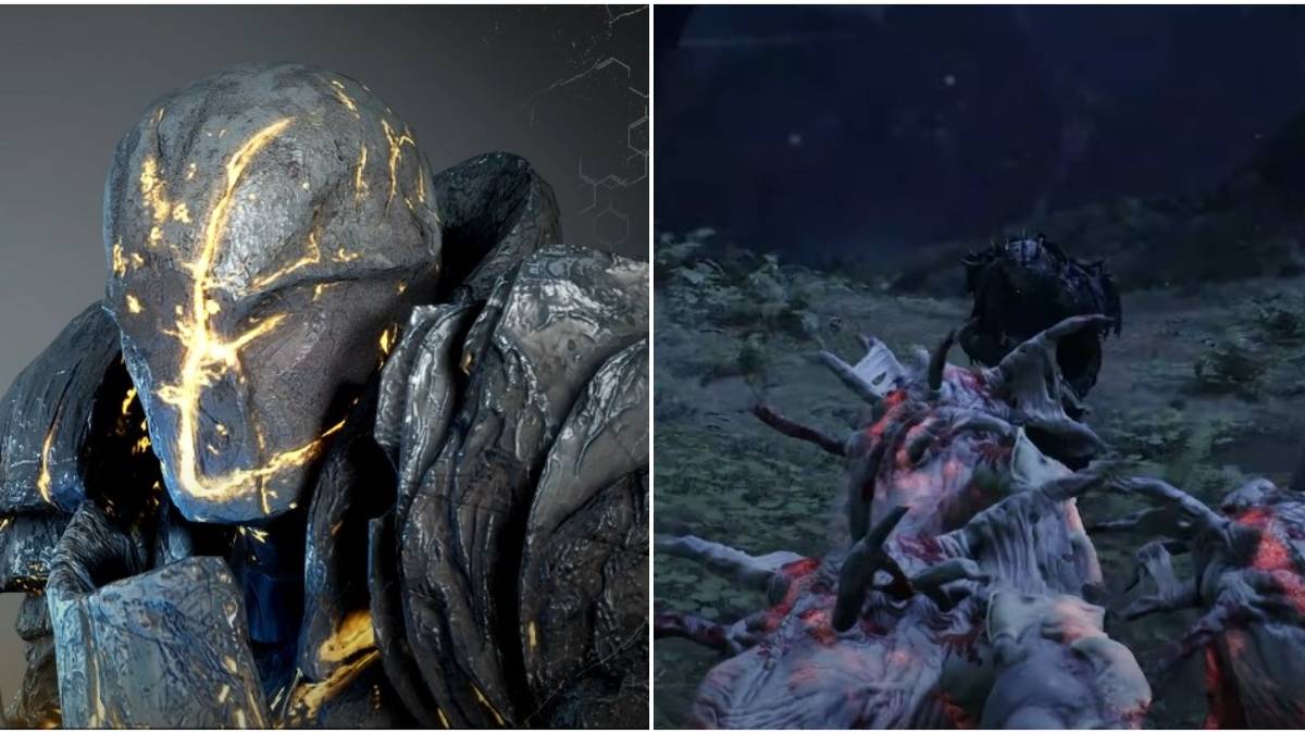 Outriders Vanquisher Devastator Best Build Collage Statue Set And Fighting Mob