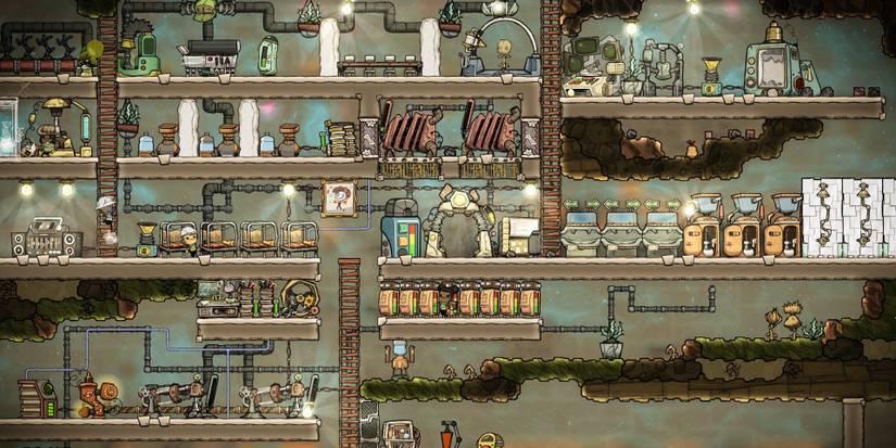 A screenshot of Oxygen Not Included settlement gameplay