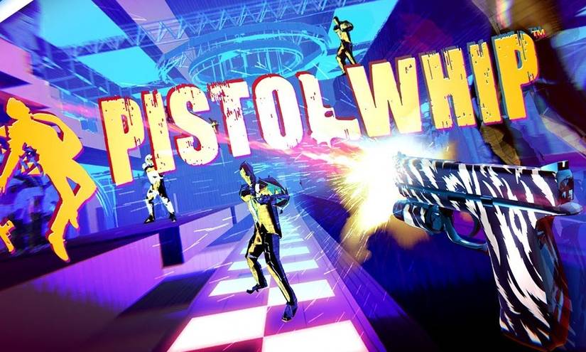 A gun shoots toward opponants ahead with the logo