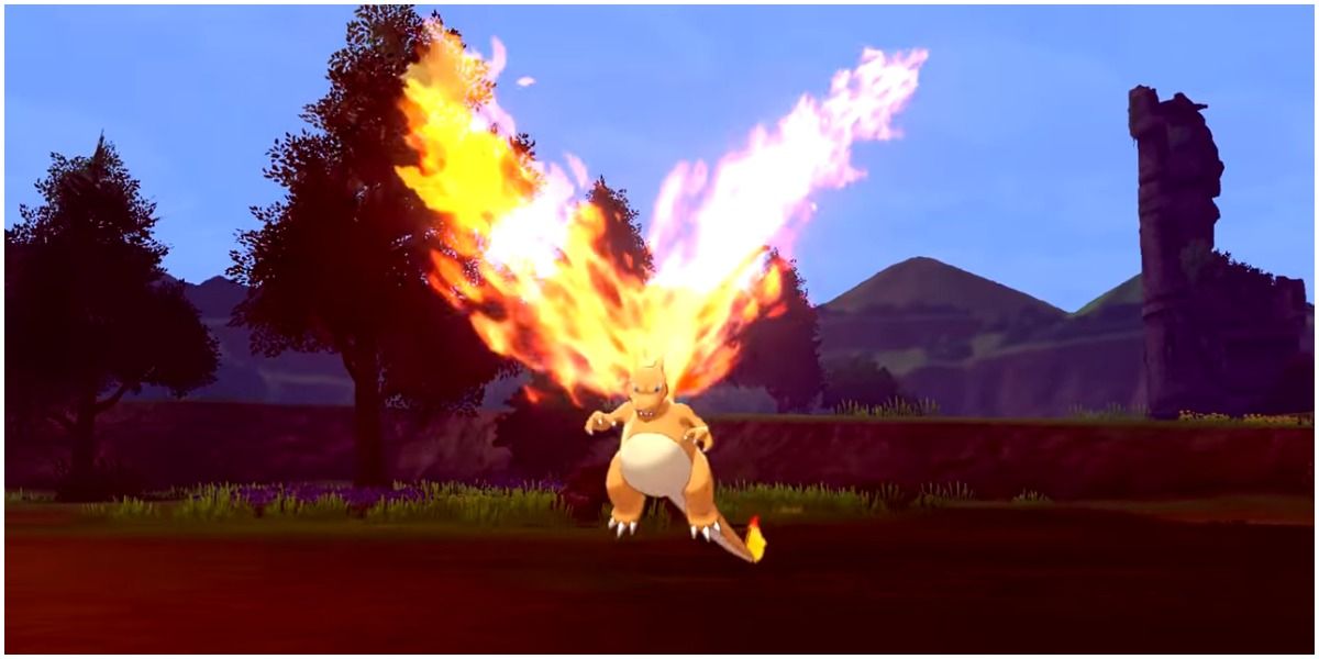 A screenshot of Charizard from Pokemon Sword and Shield