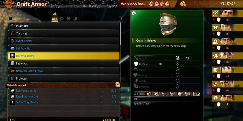 Yakuza: Like A Dragon - Looking At The Quixotic Helmet Crafting Recipe