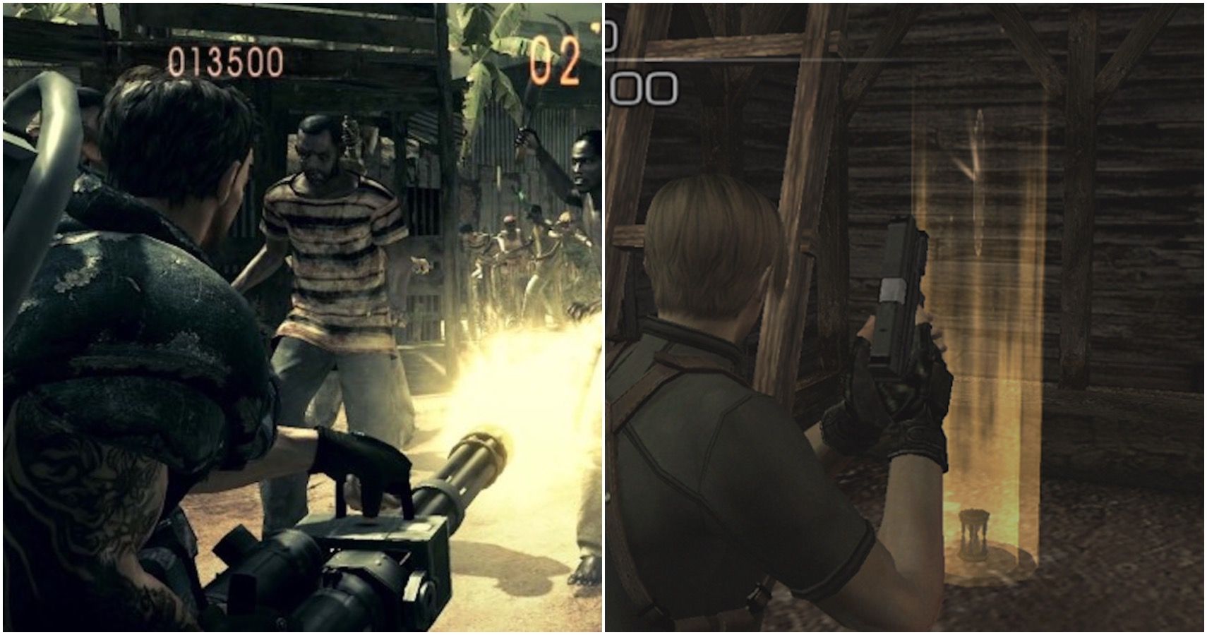Resident evil 4 and 5 split image
