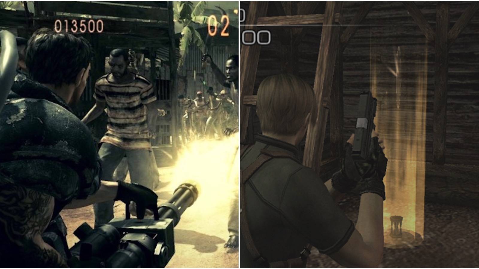 Resident evil 4 and 5 split image