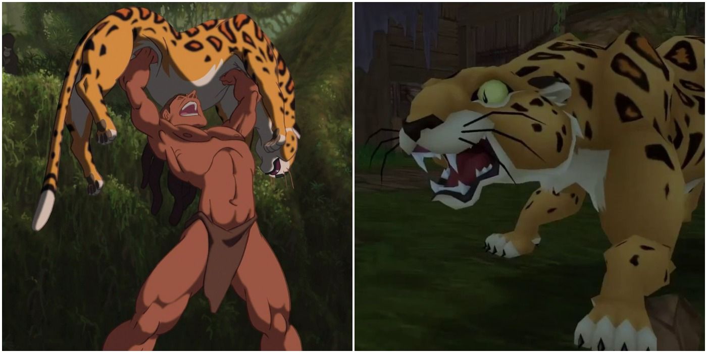 Sabor's death is a grand event in Tarzan, but not Kingdom Hearts