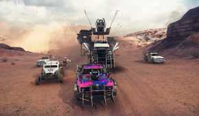 Max and his Magnum Opus battle Scrotus and his convoy in Mad Max