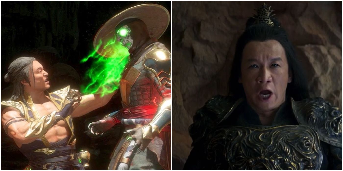 A Split Image Of Shang Tsung From Game & Movie