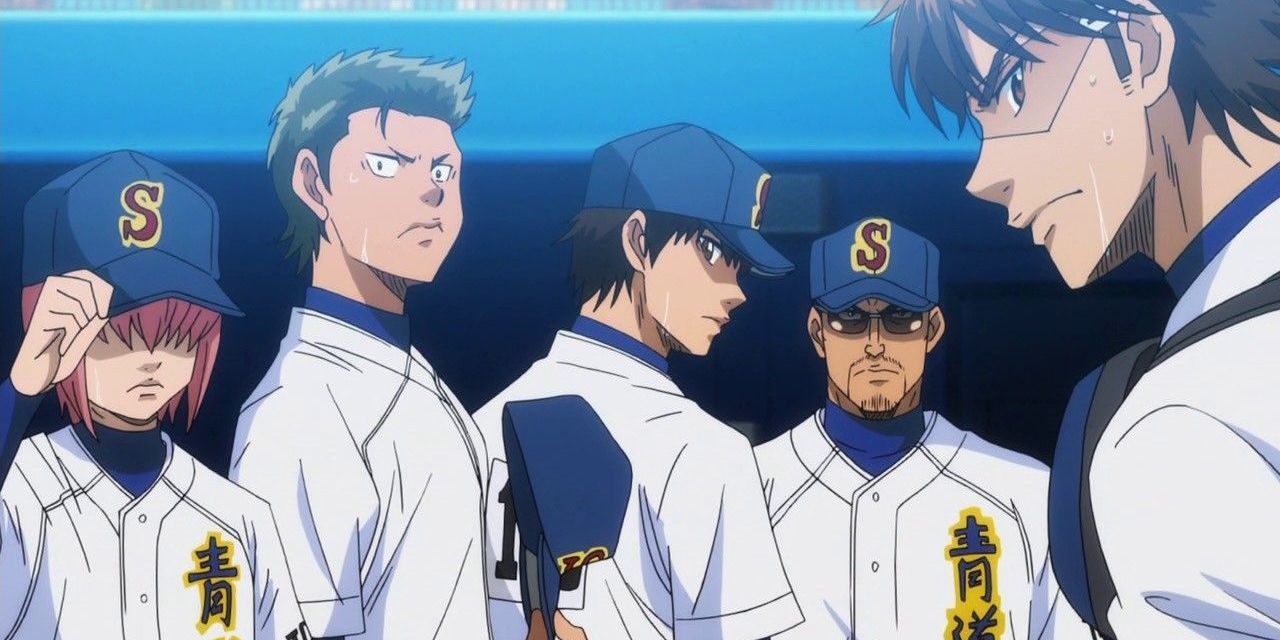 Anime baseball players in a state of tension