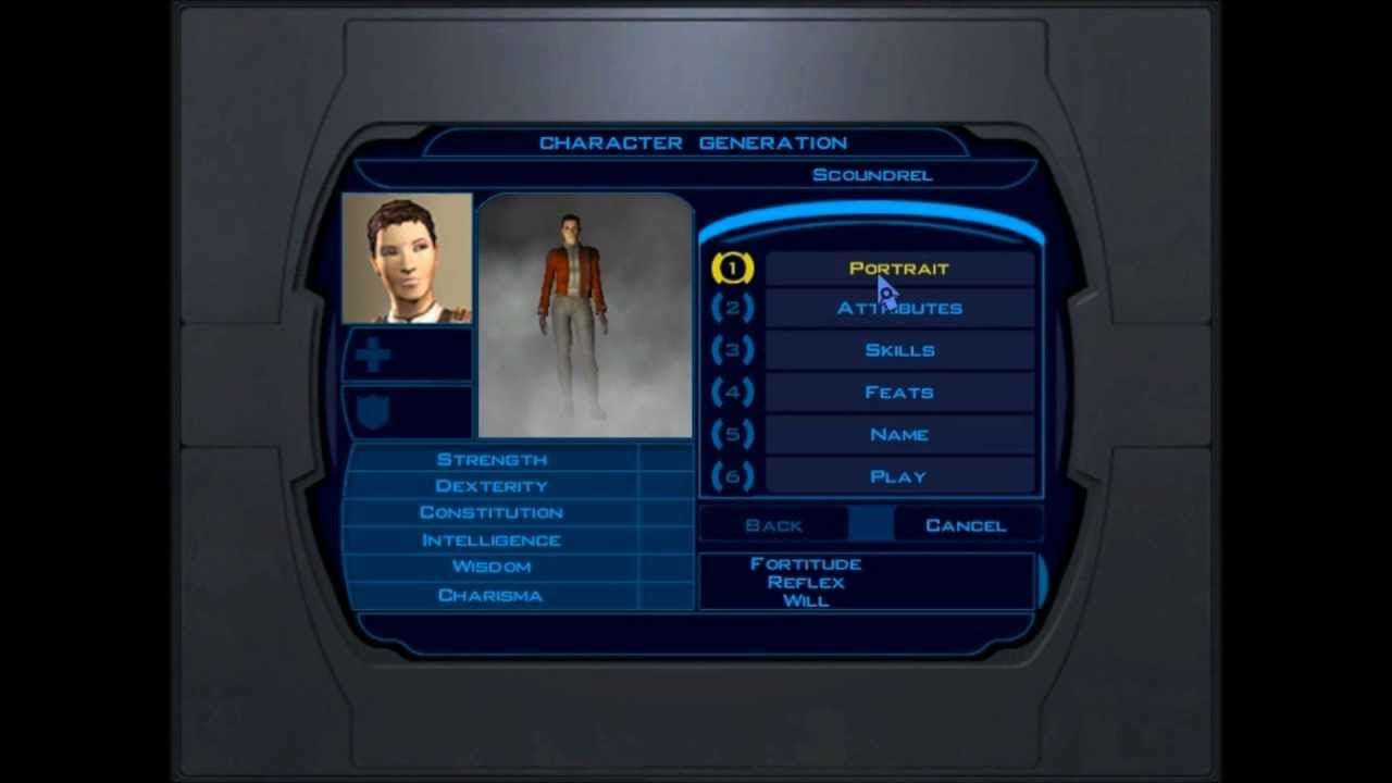Star Wars Revan Knights of the Old Republic character creation customization KOTOR player character