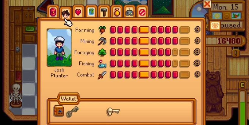 Stardew Valley skill menu