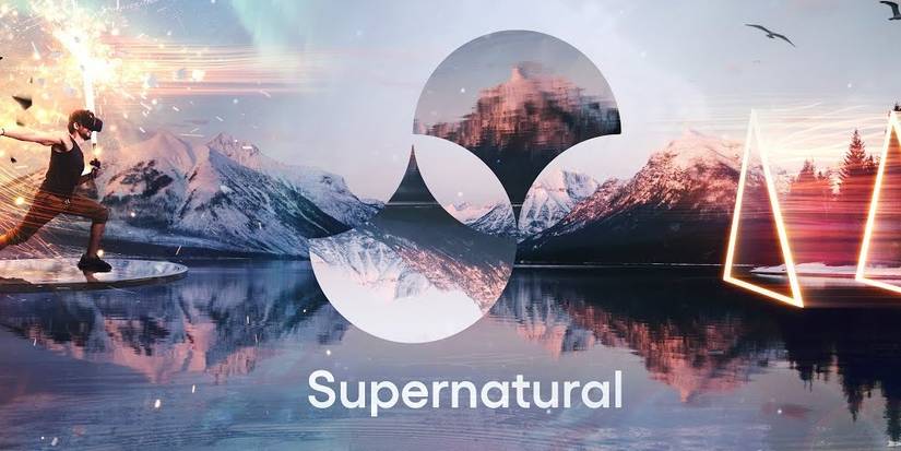 A woman works out at a river with oncoming illuminated triangles with the logo