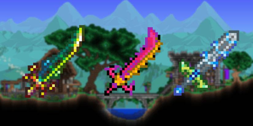 A few of the swords that are needed to create the Zenith in Terraria