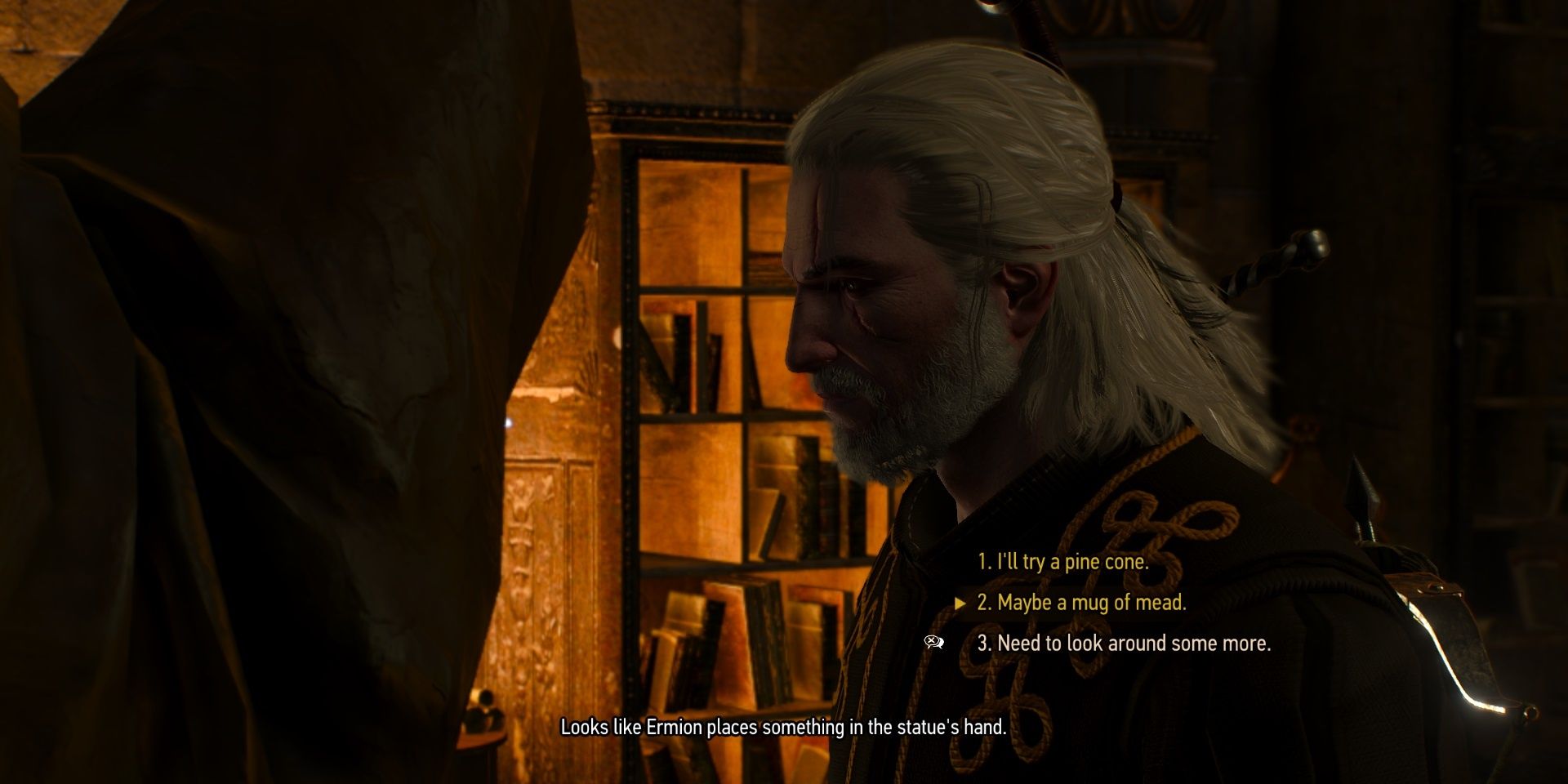 Geralt Solving A Statue Puzzle From The Witcher 3