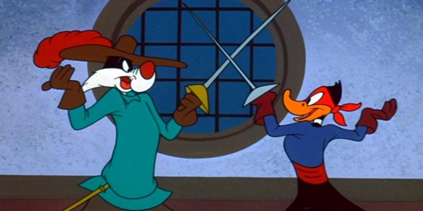 The Scarlet Pumpernickel (1950), Daffy fencing with his rival, Sylvester
