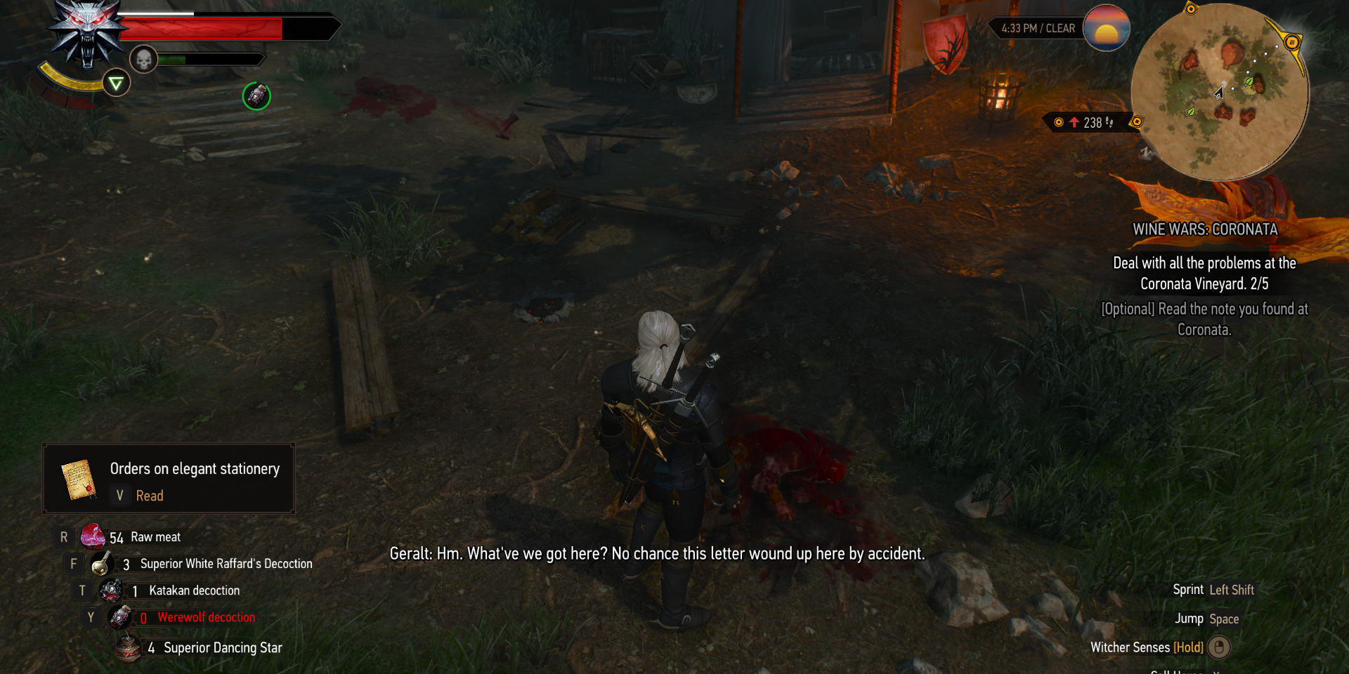 Geralt investigating an area