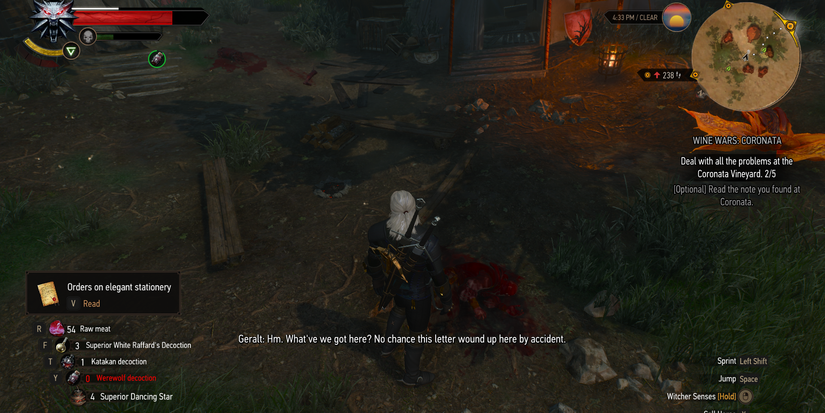 Geralt investigating an area