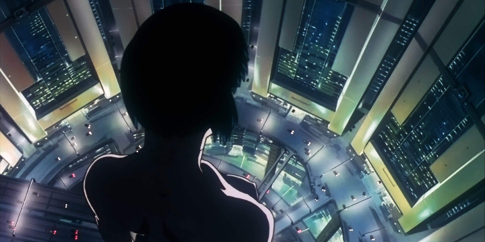 The city skyline in Ghost in the Shell