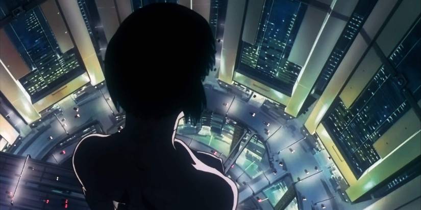 The city skyline in Ghost in the Shell