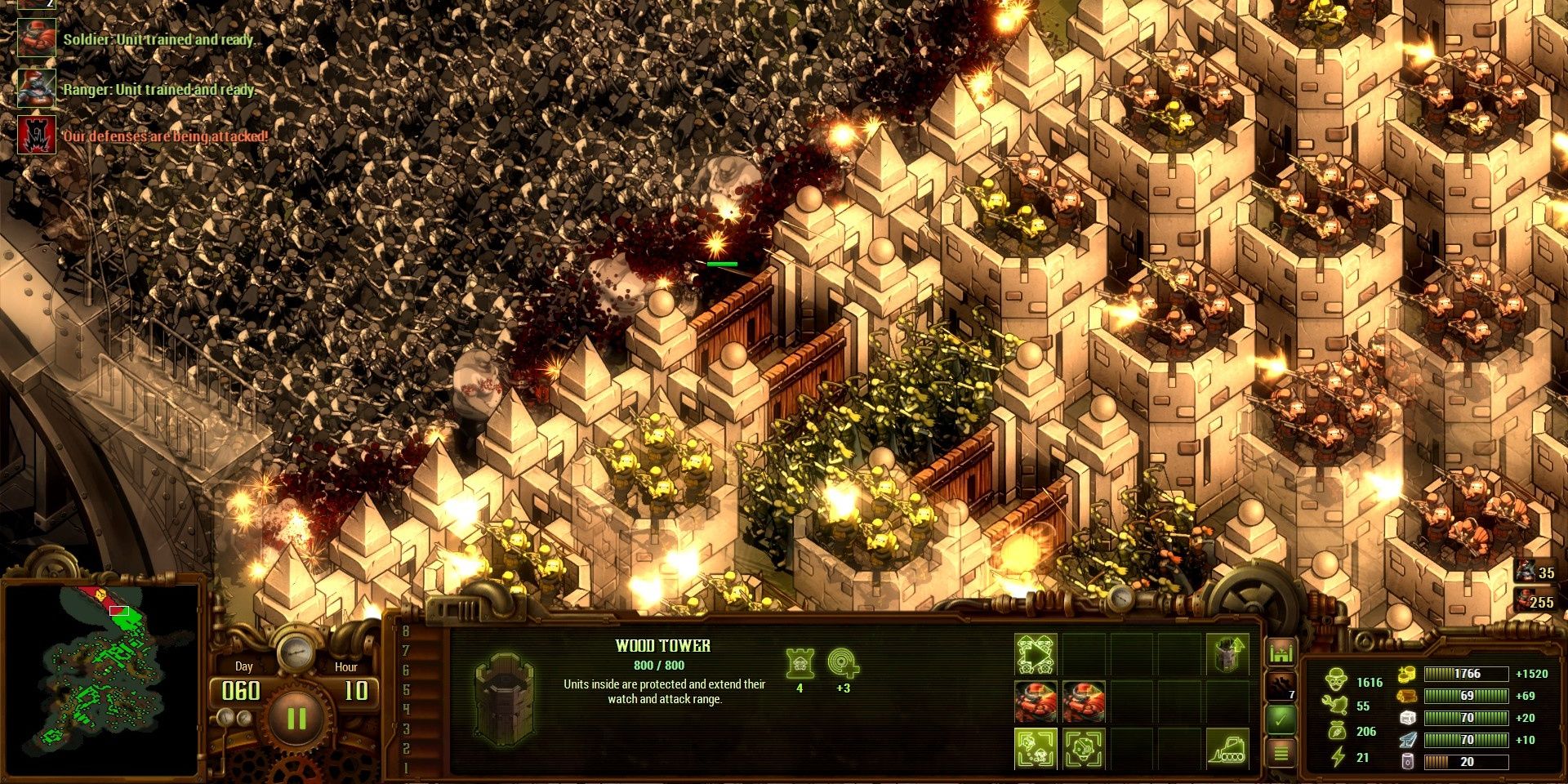 A fort combating hordes of zombies in They Are Billions