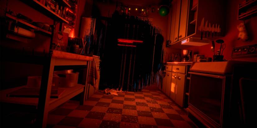 Transference technical glitch red kitchen off center camera