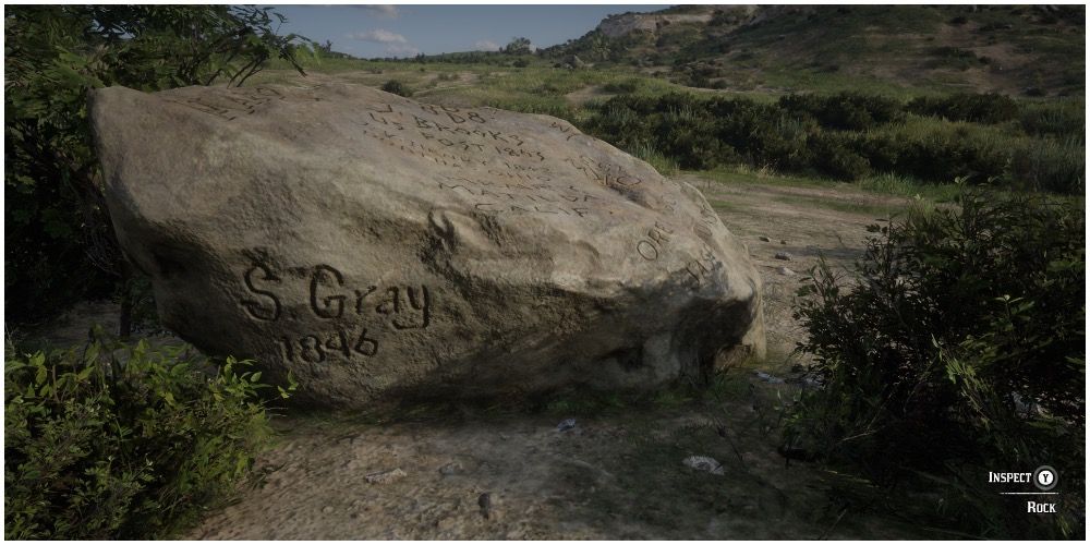 Red Dead Redemption 2 - Register Rock with a couple of names on it