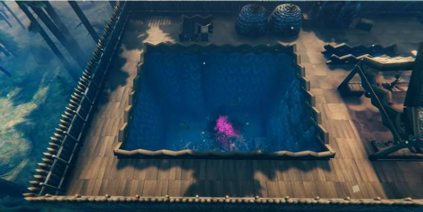 Valheim greydwarf farm with wolves from above.