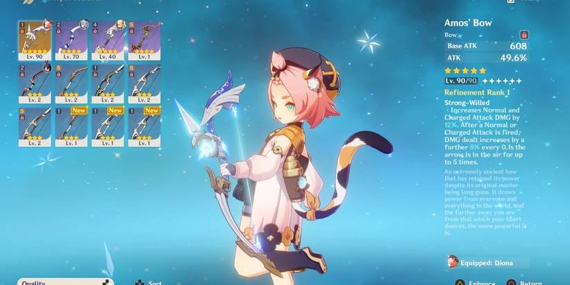 Diona using Amos' Bow