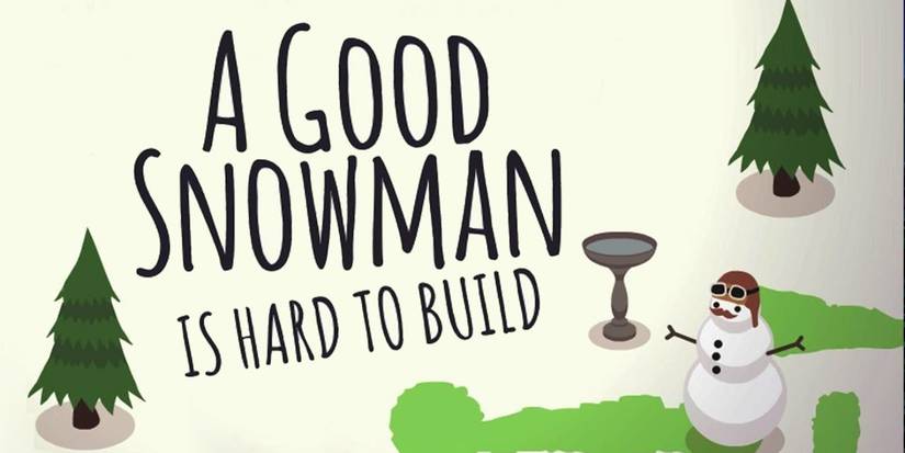 snowman next to birdbath and two pine trees