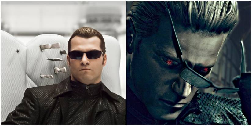 albert wesker film and game split image resident evil