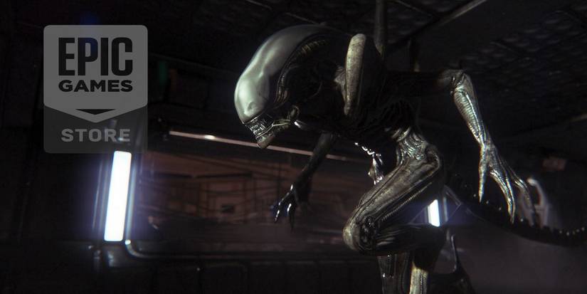 Screenshot showing the Xenomorph from Alien Isolation with the Epic Games Store logo to one side.
