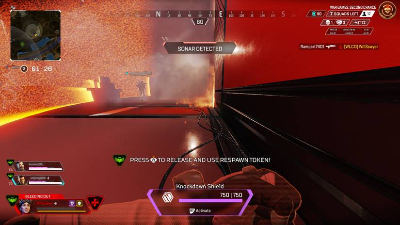 downed player with button prompt to use respawn token in new limited time mode