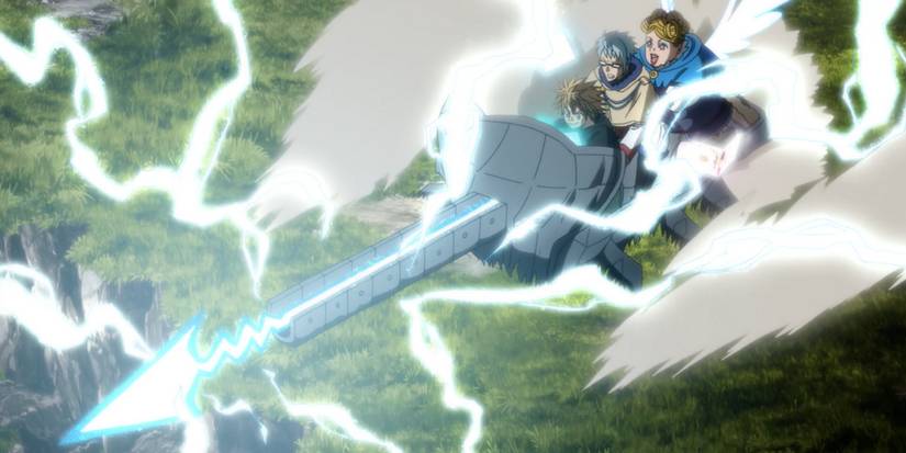 lightning, metal, and wing magic used together.