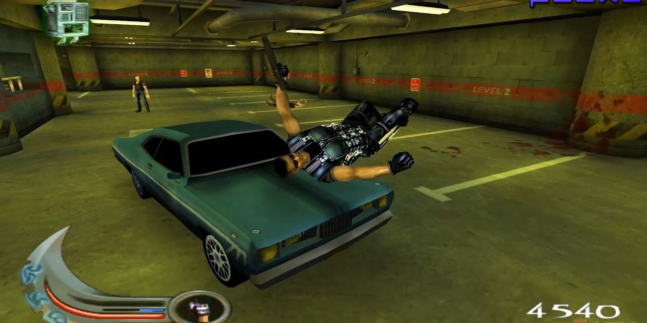 Скриншот Blade 2, переворачивающий капот автомобиля