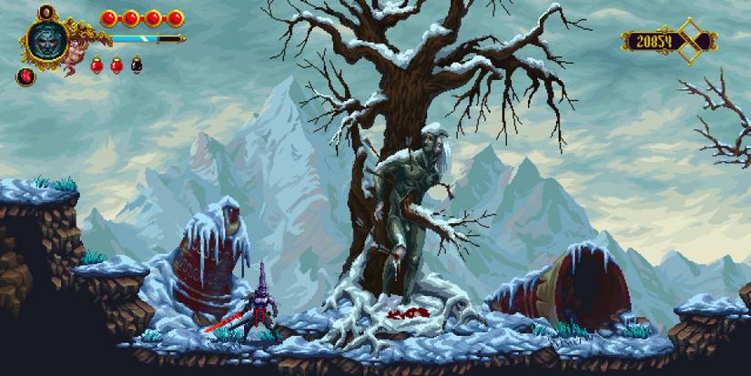 npc and quest giver imprisoned in a tree.