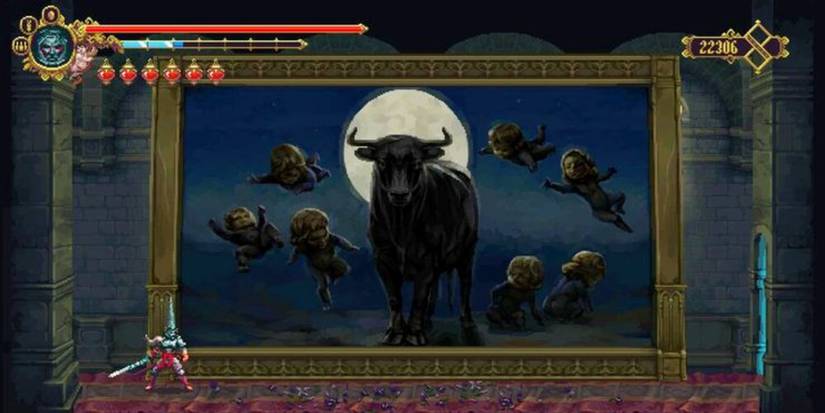 painting of a bull and cherubs.