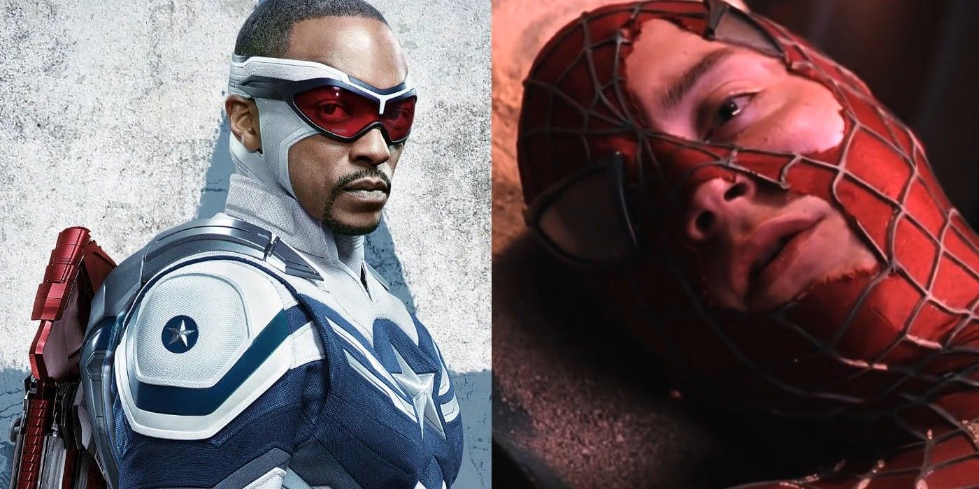 Anthony Mackie as Captain America and Tobey Maguire as Spider-Man