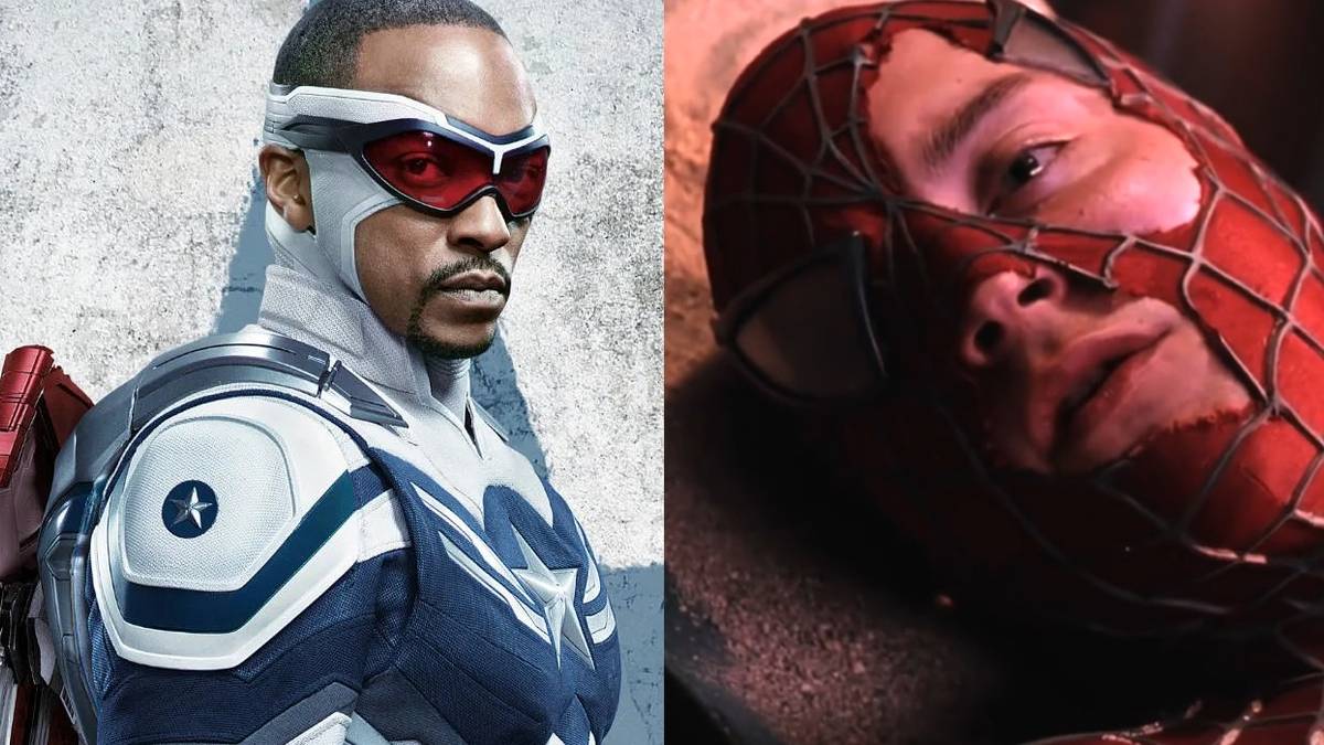Anthony Mackie as Captain America and Tobey Maguire as Spider-Man