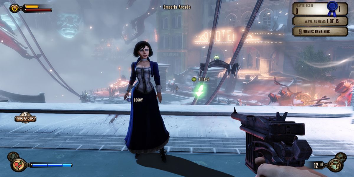 First-person perspective of Elizabeth and open-world in BioShock Infinite