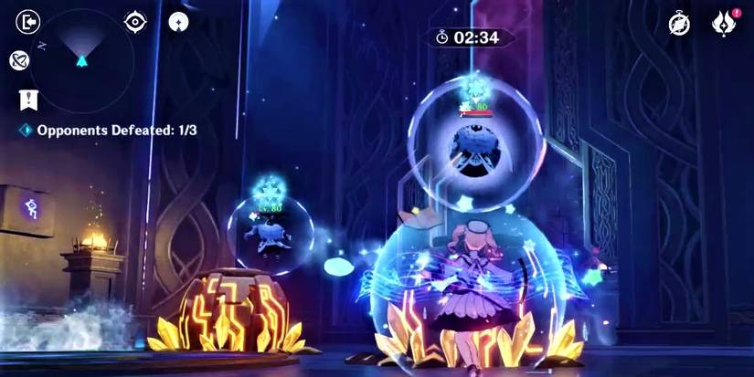 Genshin Impact Clear Pool and Mountain Cavern Barbara Idol Hydro Cryo Water Ice Shield Music Notes Abyss Mages Domain